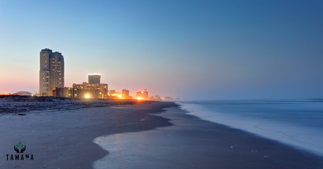 south padre beach at late evening