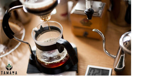 coffee being brew in a grass mug